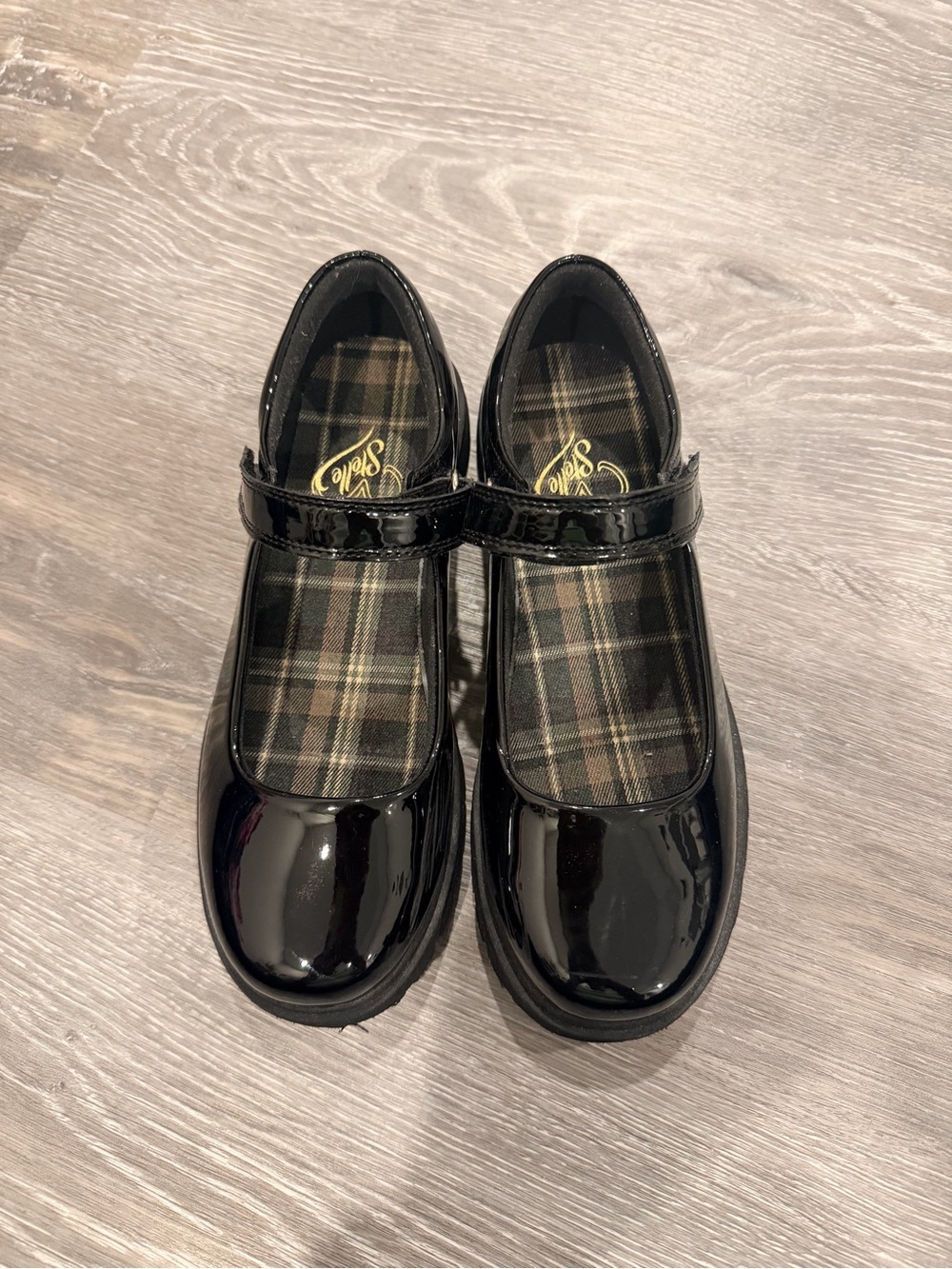Girls' Patent Black Mary Jane Dress Shoes with Hook Strap